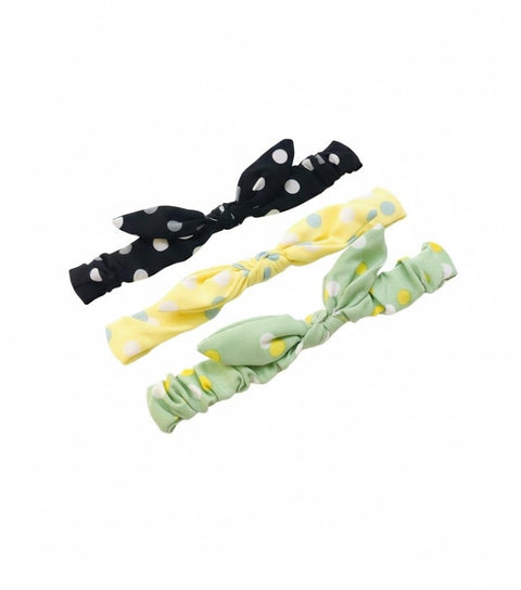 Fabric Headband, 3 Pieces (Black/Yellow/Green)
