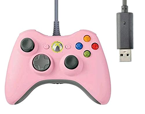 Wired USB Controller Gamepad Joystick for Microsoft Xbox 360 Console Windows PC Laptop Computer Video Game Color Pink