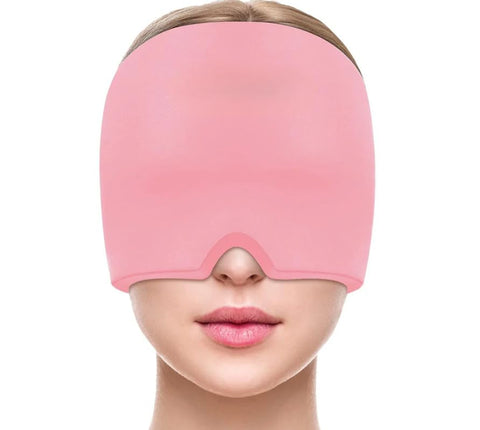 Circle M Migraine Relief Gel Mask, Stretchable Cooling Therapy Hat, Headache Relief Cold Compression Ice Cap, Sleep Eye Mask for Migraine, Tension, and Sinus Pain Relief - Pink