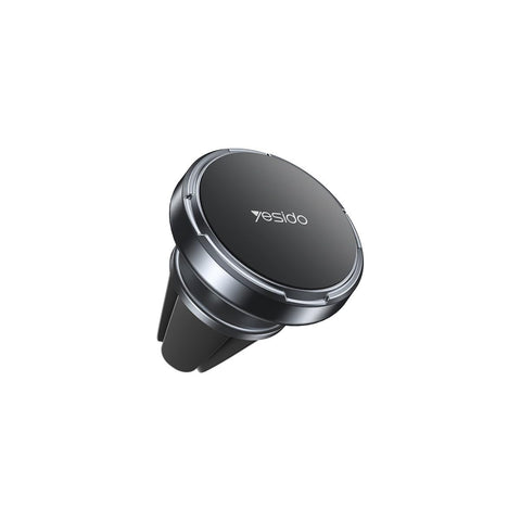 Yesido C214 Mini Magnetic Car Phone Holder, Zinc Alloy Air Vent Mount with Non-Slip Silicone Tail Clip, 360° Rotation Strong Magnet Stand for iPhone, Samsung & Android (Black)