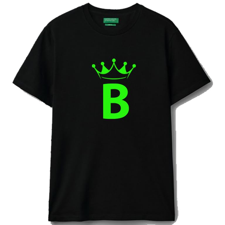 Black cotton t-shirt Crown Letter (B) Graphic Casual Wear size (M)