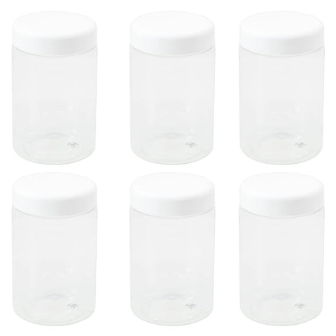 10 Pieces Plastic Jars - White Clear Size 300ml - Diameter 6 Centi - White Lid and Plastic Medicine - High Quality and Healthy Refill Storage Jar - By Funoni (White)