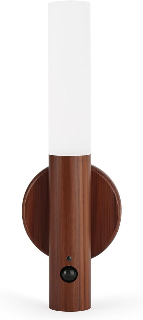 LED Motion Sensor Light with Auto Motion Sensor, Rechargeable Wall Lamp Night Lights, Portable Magnetic Base for Bedroom, Hallway, Bedside (Dark Wood, 1)
