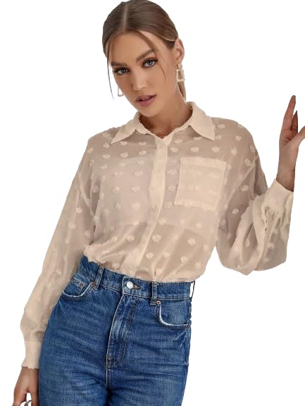 Sun Set Women's Pocket Pocket Chiffon Blouse - Modern and Elegant Design Small Twill