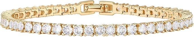 Crystal Glam Women's Gold Bracelet Luxury Zircon Inlaid Classic Elegant Design for Occasions and Parties
