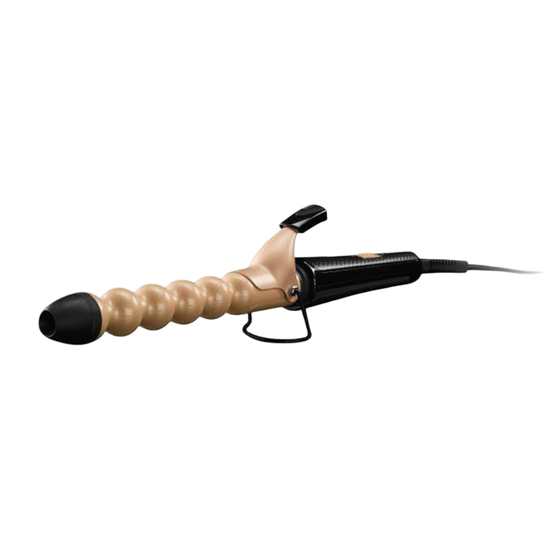 Beach Curler, Bubble Wand Curling Iron for Defined Spiral Curls, Beige and Black