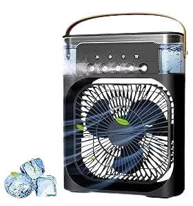 5 in 1 Multifunctional Mini Air Conditioner – Cooling Spray Fan with Diffuser, Flashlight, Light | 3 Speeds, Timer, 600ml Tank for Portable Cooling (ss)