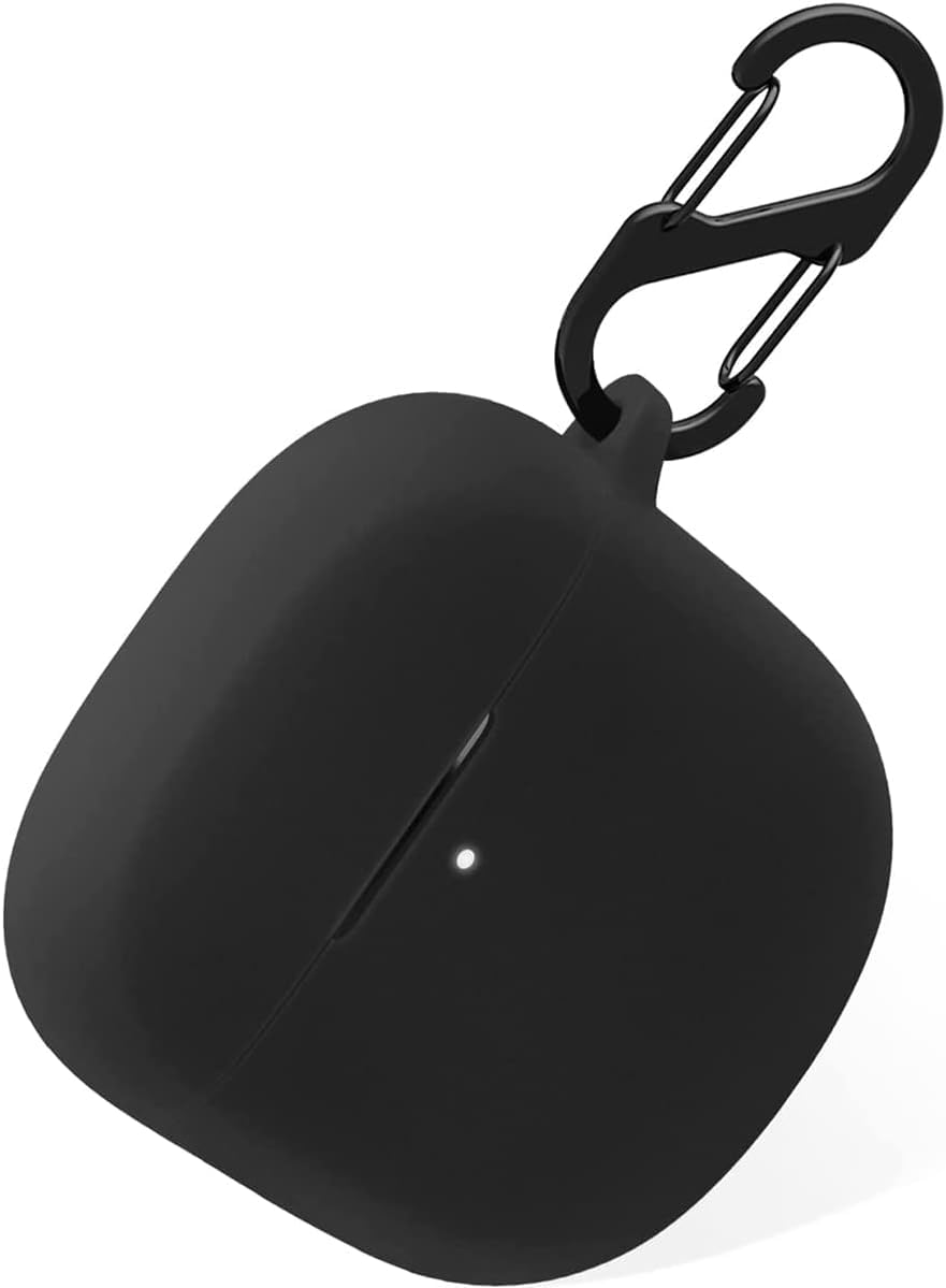 fashion mania QuietComfort Earbuds II Case Cover，with Carabiner for Convenient Carrying Silicone Case Compatible with Bose QuietComfort Earbuds II (Black)