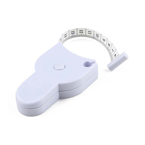 Automatic Telescopic Tape Measure - Self-Tightening Body Measuring Ruler With Double Scales, Retractable Perfect Waist Ruler (White)