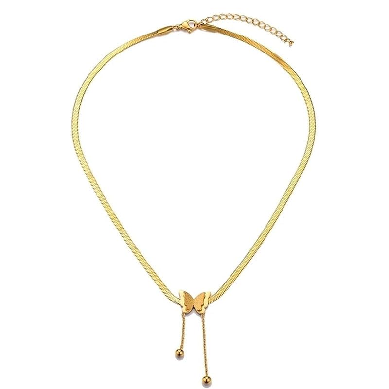 Stainless Steel Chain for Women,Dahr Al-Hayah with Butterfly Pendant (1 Piece Butterfly Shape)-by Rana Store