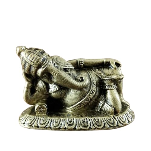 MySouq-Store 1PC Gold Lord Ganesha Buddha Statue Elephant God Sculptures Ganesh Figurines Man-made Stone Home Garden Buddha Decoration Statues (L) 4.8 X (W) 3 X (H) 4.5 cm as shwon (Bronze)