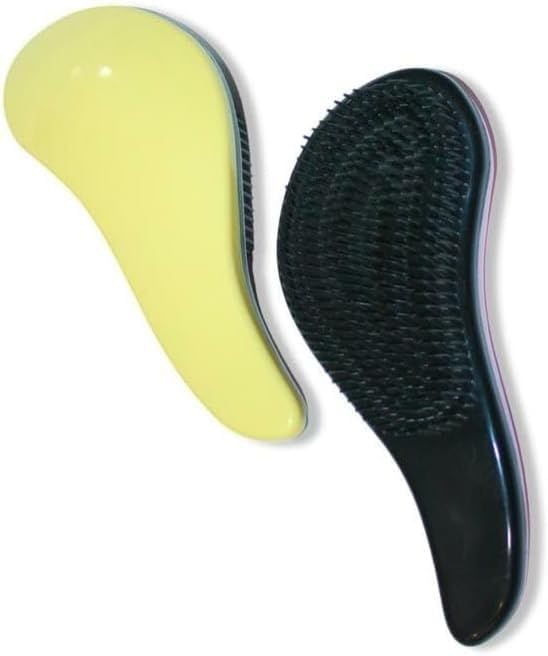 Detangling Hair Brush For Kids And Adults, Gentle Hair Care Brush With Soft Flexible Bristles For Straight, Natural, Curly, Dry, Or Wet Styling, Loosen Knots And Tangles (Yellow)