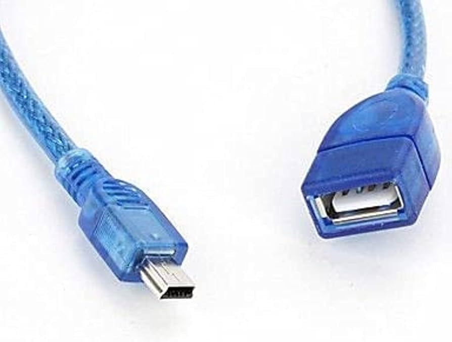 USB 2.0 Female To Mini USB 5 Pin OTG V3 Adapter Cable, 10cm - Clear Blue
