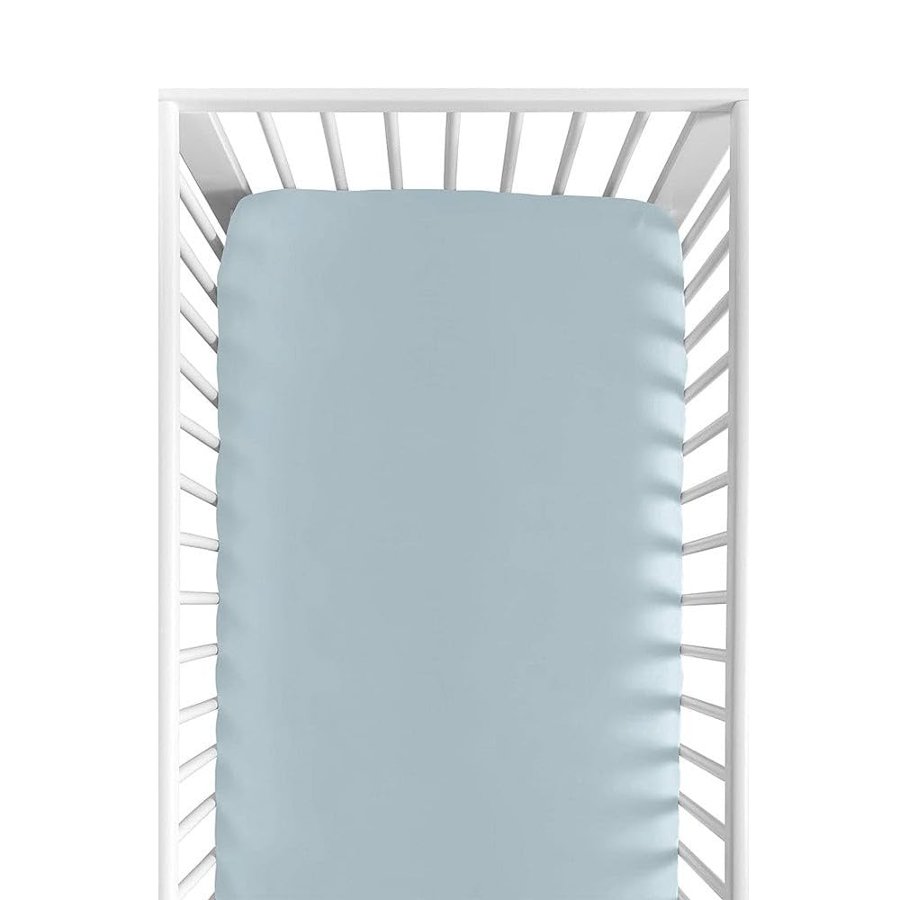 Mamas Gift Cotton Fitted Sheet, 120 cm x 60 cm Size, Blue