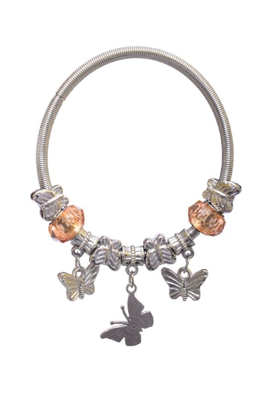 Butterfly-shaped anklet and bracelet for women - Silver