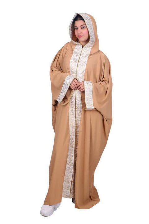FOUR TEEN Women's Arabic Embroidery Chiffon Moroccan Outerwear Abaya Free Size