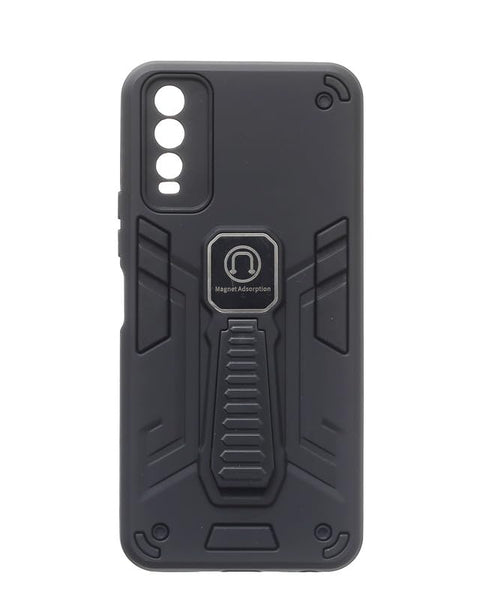Plastic Back Cover With Holder For Vivo Y20s / Y20, Black new-9-37328543