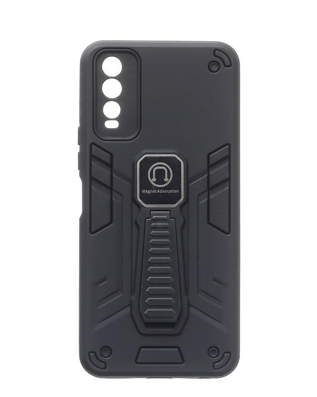 Plastic Back Cover With Holder For Vivo Y20s / Y20, Black new-9-37328543
