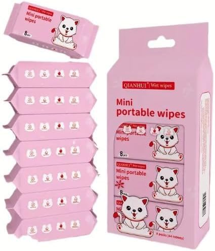 OVA Mini Disposable Baby Wipes – 8 Pack, Portable Hand & Face Cleaning Wipes