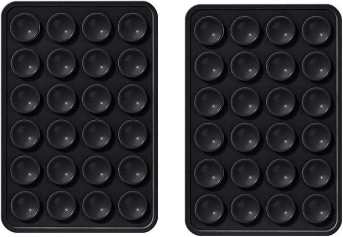 2 Pcs Silicone Phone Sticky Grip, Suction Phone Case Mount for iPhone and Android, Hands-Free Sticky Cell Phone Grip (black)