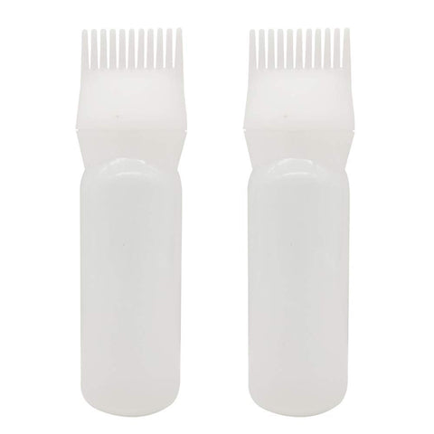 lasenersm 2 Pieces Root Comb Applicator Bottle Hair Coloring Dye Bottle Scalp Treament Essential Salon Hair Cleansing Bottle With Graduated Scale, White