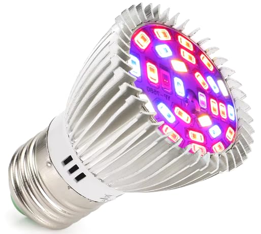18W Full Spectrum LED Grow Light for Indoor Plants – Aluminum E27 Bulb with Red, Blue, White, UV & IR LEDs – Ideal for Hydroponics, Seedlings, Flowering & Vegetative Growth -E27 Base