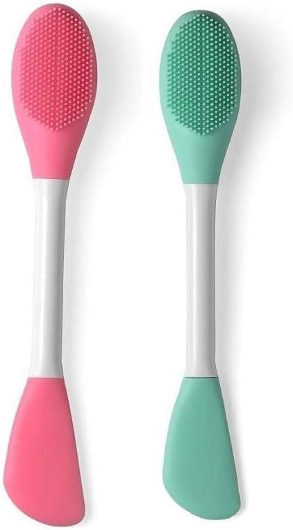 2 Pieces Silicone Facial Cleansing Brush, Double-sided Face Mask Applicator Tool, Exfoliating Skin Exfoliator Deep Cleansing Pore Cleansing Brush Remove Oil and Blackhead - Multicolor