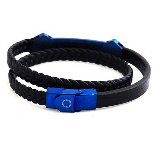 Leather mont blanc bracelet black color
