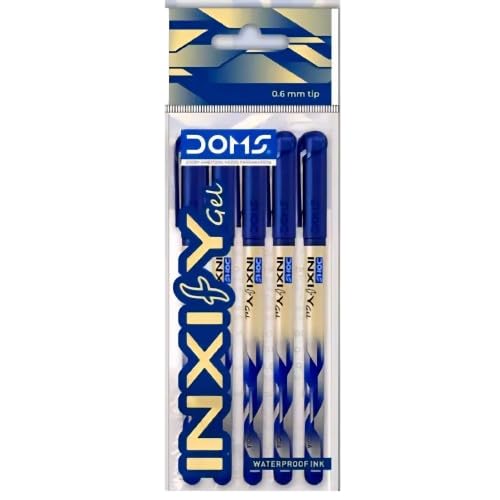 Doms Inxify Waterproof Gel Pen 0.6mm Tip-Blue Ink-Pack of 20| Premium Matt/Glossy Finish Body| Non-Fading, Smudge Resistant, Lightweight| Comfortable Grip, Super Smooth Writing