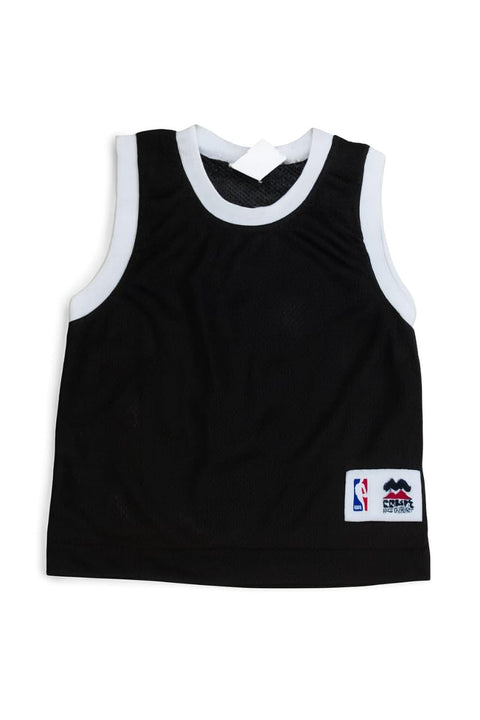 Basketball Tank Top Jersey, Black with Red Trim, Athletic Performance Sleeveless Shirt