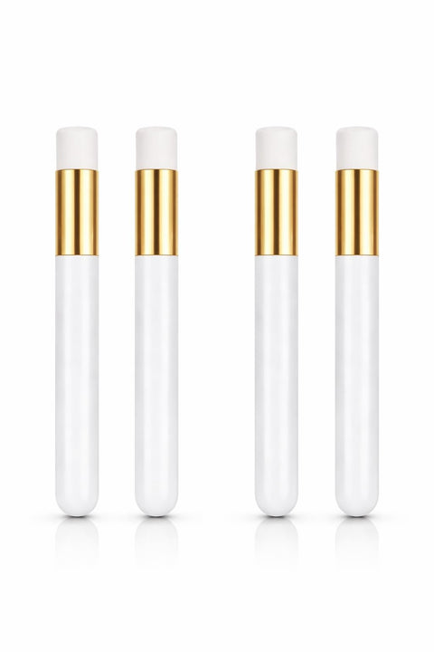 4 Pack Lash Cleansing Brush Set (Black & White Mix), Soft Sponge Tip Eyelash Cleanser Applicators for Lash Shampoo and Extension Care, Reusable Lash Wash Tools for Home or Salon (White, 4)