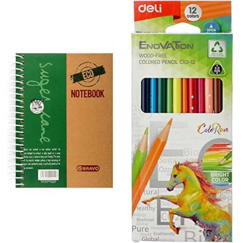 Bravo Stationery Bundle: Sasco Eco Notebook A5 + Deli Colored Pencil Set