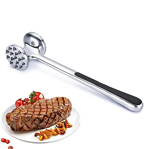 Meat Hammer Heavy Chicken Chop Beef Pork Lamb Tenderizer Kitchen Stainless Steel Cooking Tools Dishwasher Safe Marinated Heavy Duty Food Hammer, Double-Sided