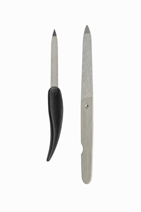 2 Piece Nail File Set for Manicure and Pedicure, Reusable Metal Nail Shaping Tools with Ergonomic Handle and Precision Filing Surface for Fingernails and Toenails, Home and Salon Use