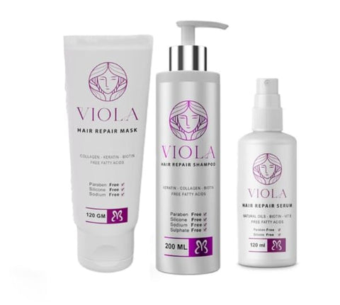 Viola Hair Care Routine Shampoo, Hair Mask and Repair Serum with Natural Oils Set