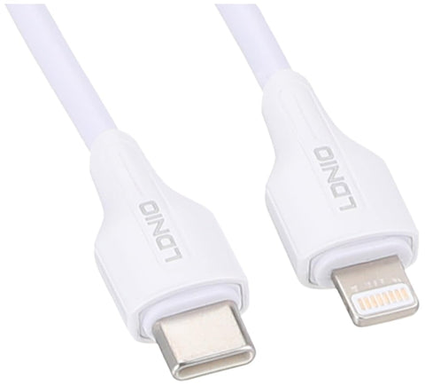 Ldnio LC122I Fast Charging Data Cable Lightning To USB-C, 2M Length, 30 Watt Power Max - White