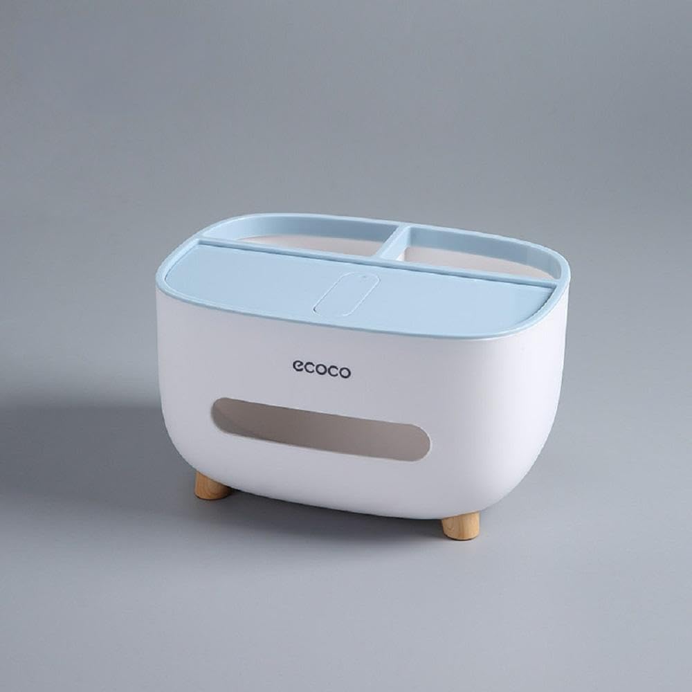 Minimalist Tissue Holder Cover Case Desktop Napkins Facial Tissue Paper Box Stylish Multifunctional Desk Storage Home Office Living Room Bedroom Dressers (Blue)