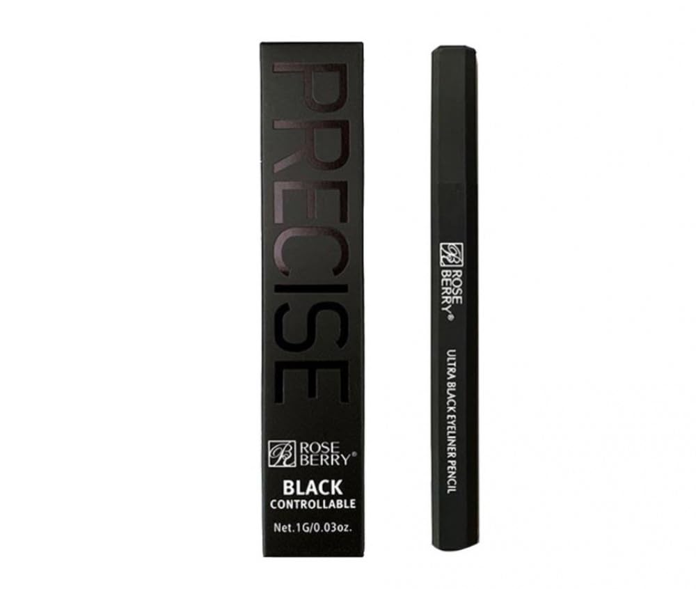 ROSE BERRY Waterproof Liquid Eyeliner – Precise Ultra-Black Matte Formula with Flexible Brush Tip, Smudge-Proof, Long-Lasting, 1g