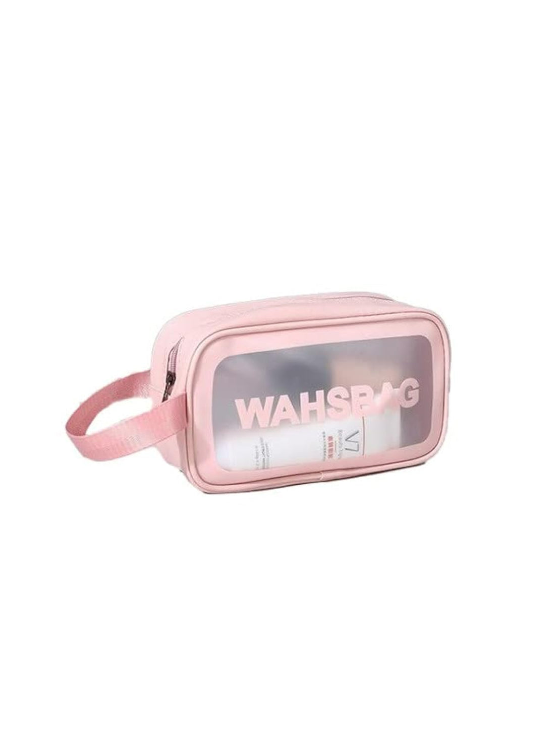 GlutaSan Amso Clear Travel Toiletries Bag Waterproof Cosmetic Makeup Wash Bags PVC Portable Organiser Case Carry Pouch for Women, Pink, S, Backpacks
