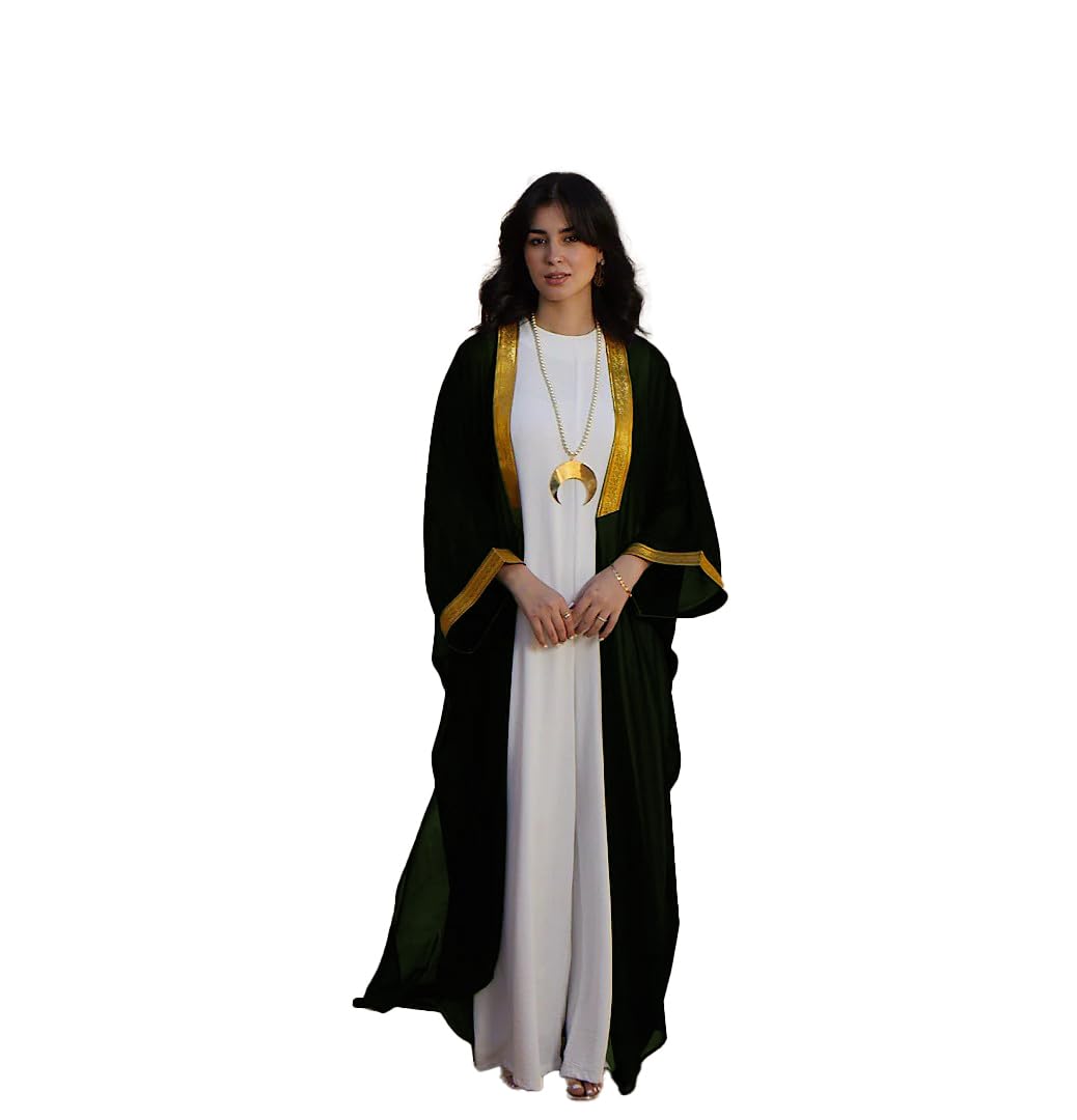 Sunset Ramadan Chiffon Abaya Kaftan Kimono Bisht inlaid with Jubeir