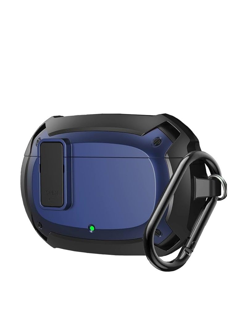 Compatible With Cover Beats Studio Buds 2021/Buds+ Case 2023, [Secure Lock] Cool Beats Studio Buds Plus Protective Cover with KeychainNew Beats Studio Ear Buds Case (Black/Blue)