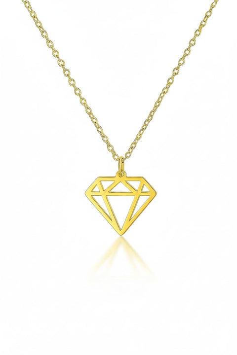 Gold Plated Simple Linear Diamond Necklace - Hollow Diamond Pendant Choker Chain - Fashion Stainless Steel and Rust Resistant Women Necklace - Symbolic and Elegant Gift
