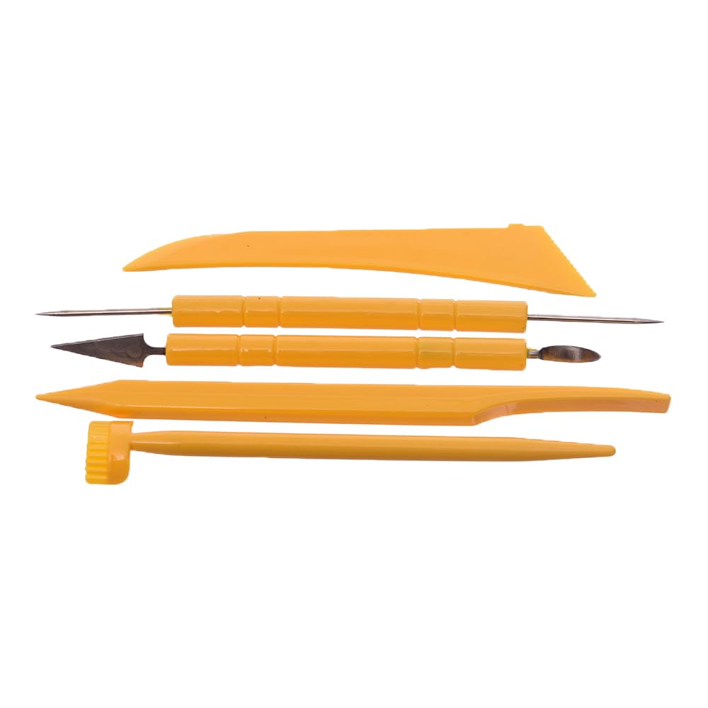 Elmaayergy B-9_ E0023A/M-176-2 Set Of 5 Pieces Of Wooden Sculpting Modeling Tool With Durable Material, Suitable For School And Home