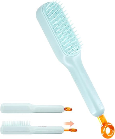 Detangling Brush Self Cleaning Hair Brush for Women and Men Zipper Hair Extractor Easy Color Milk