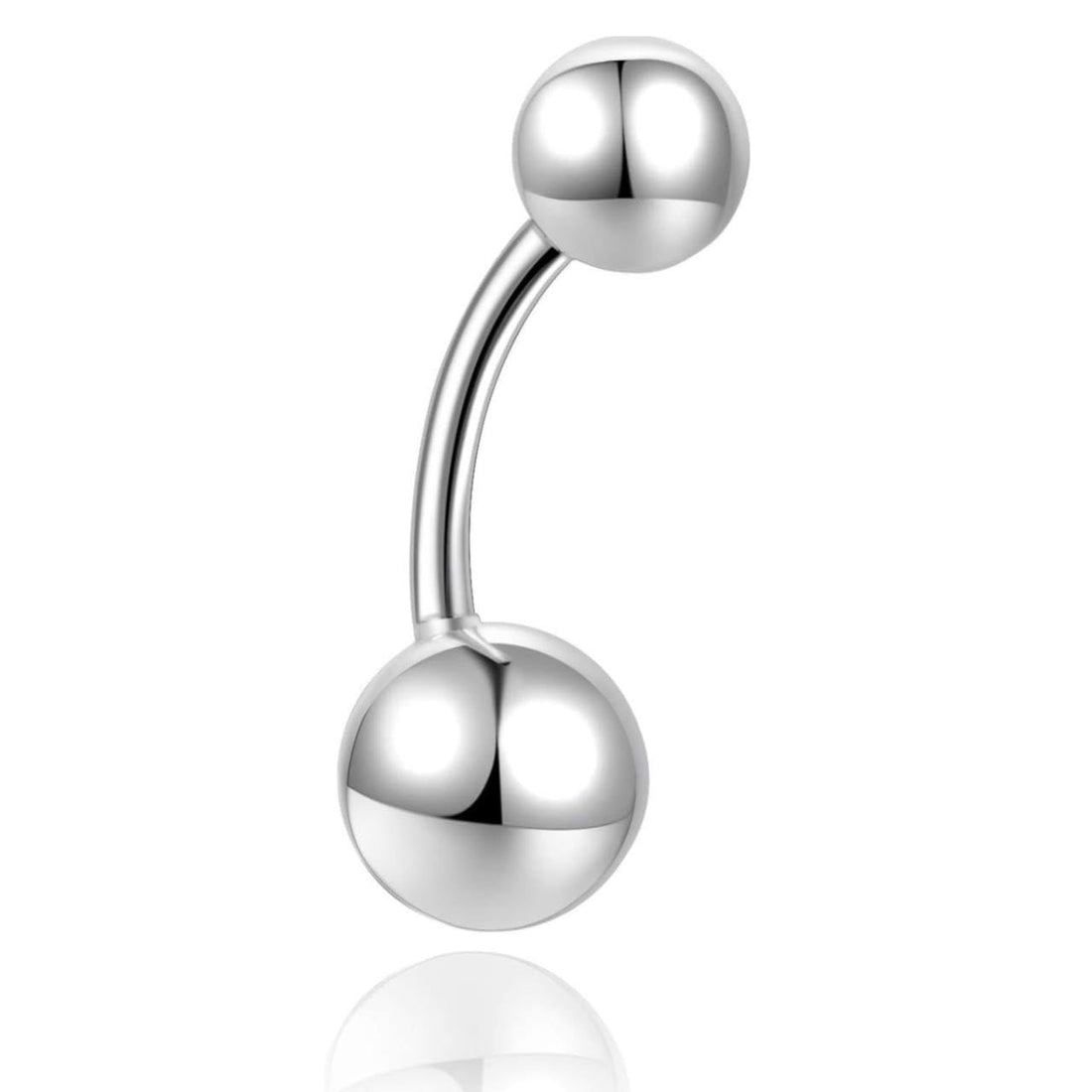 Silver Color Earring Button Ring for Women Classic Curved Earring Navel Piercing Shiny Minimalist Body Jewelry Gift