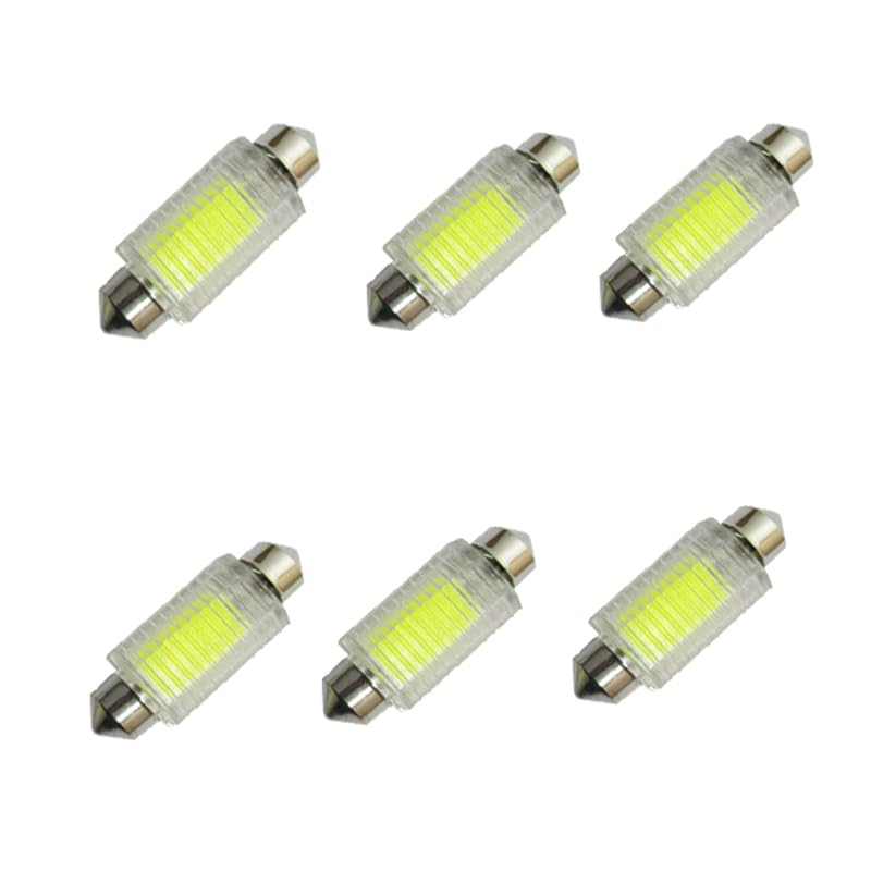 KaberMisr 2020 LED Car Interior Roof Decorative Lights, White (Crystal White 12 LED - 41mm - 6 Pieces)
