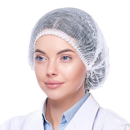 100 Pieces Disposable Bouffant Head Covers, 21 Inch Hair Net, Elastic Dust Cover for Food Serving, Kitchen Head Cover (White)