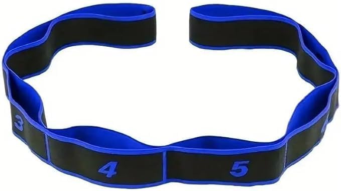 TRUE FIT®Yoga Strap 8 Stretch Loops, Elastic Bands with Loops, Elastic Leg Stretcher Strap for Yoga, Flexibility for Physical Therapy, Pilates, Yoga, Dance