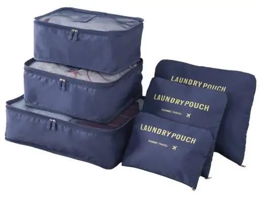 Next store 6 Piece Compression Luggage Organizers Set, Personal Travel Organizer, Practical Packing Cubes, Perfect for Trips, Easy Storage, Durable and Modern Design (Navy)