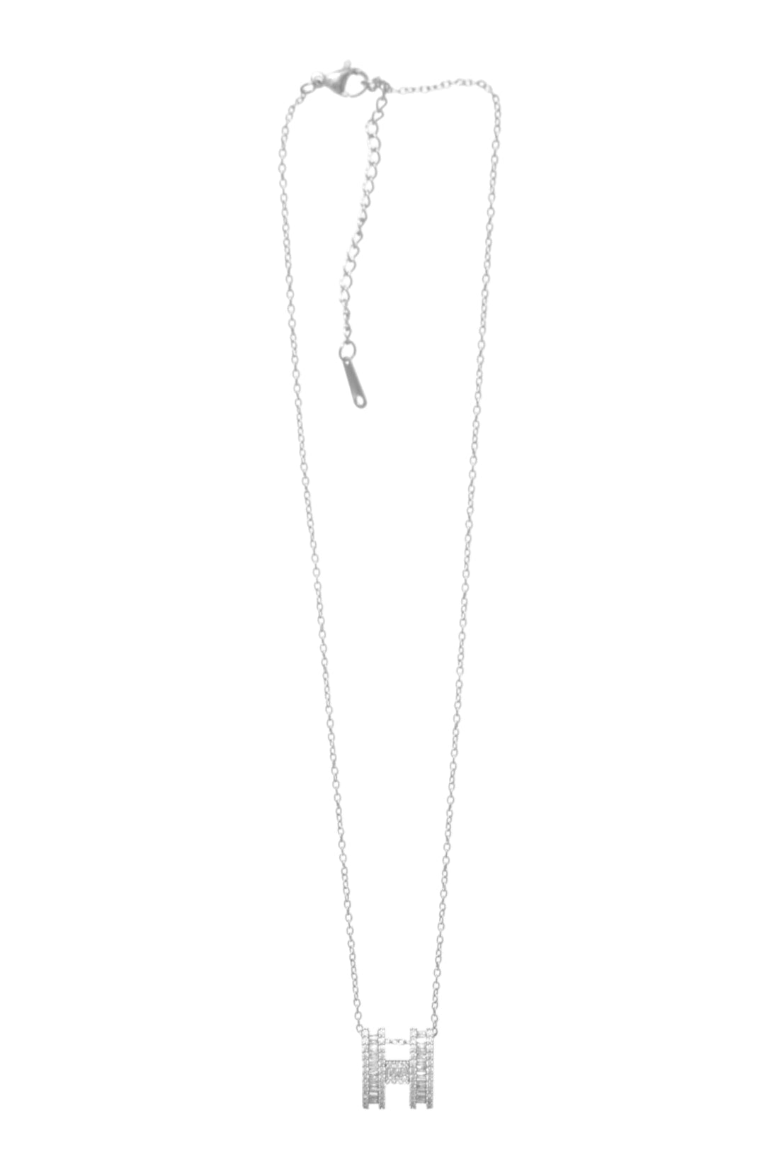 Stainless Steel Cute Letter H Pendant Necklace Adjustable Size for Women, Silver TON-A-1242